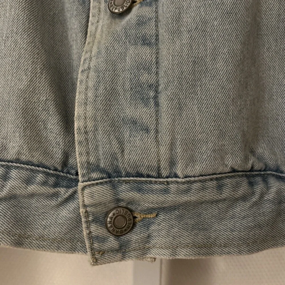 Banana Republic Men’s Size XL Denim Button Front Blue Jean Jacket Tan Collar